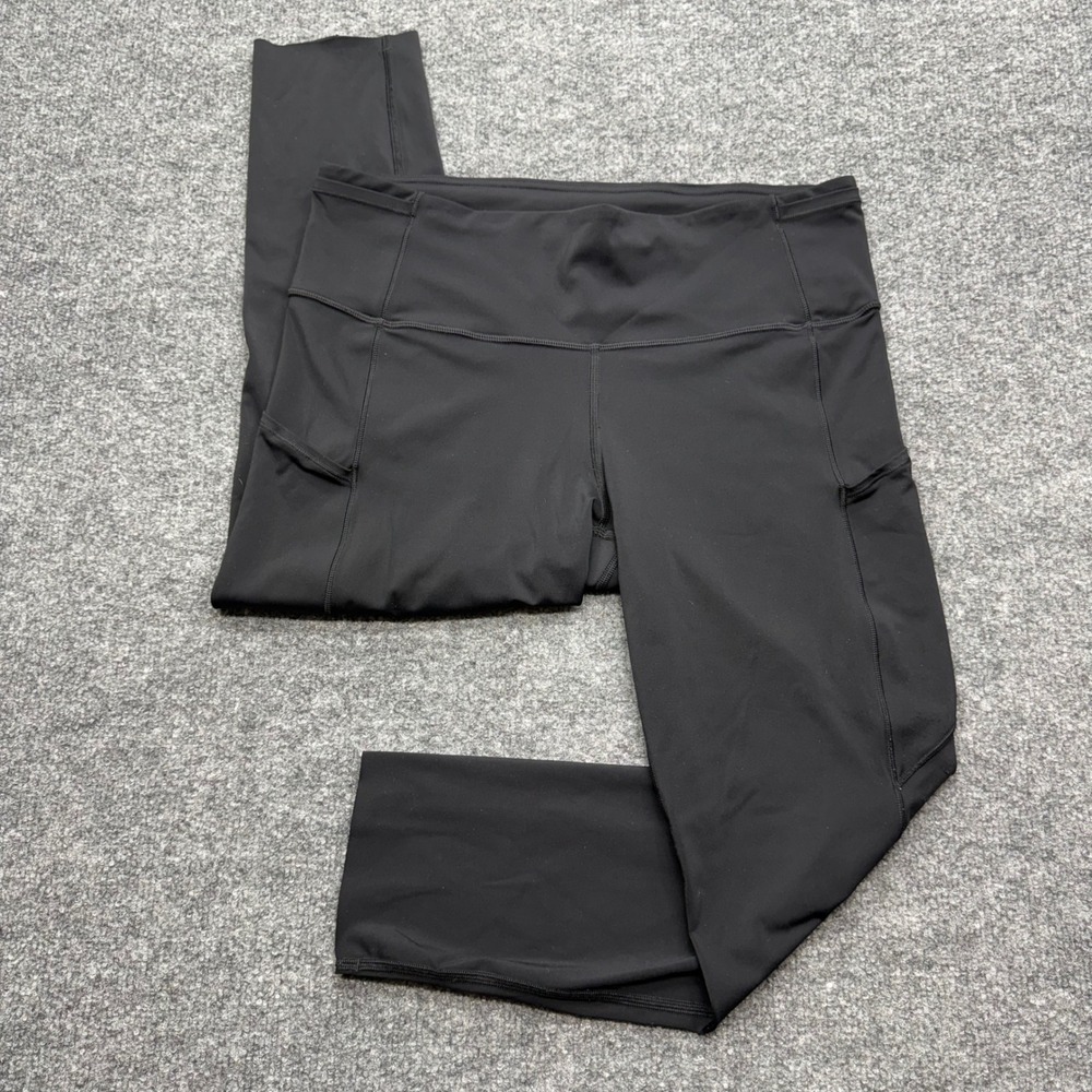 Lululemon Fast and Free High Rise Crop II 23 Black Nulux Leggings Womens 12